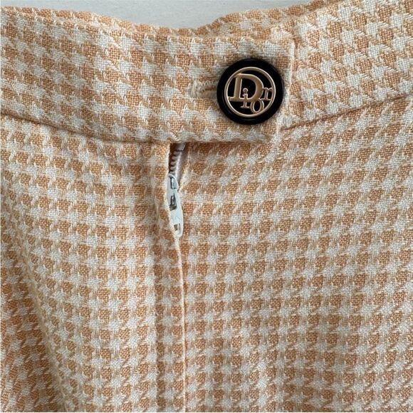 RARE Christian Dior 80's Vintage Pink Houndstooth Two Piece Skirt Blazer Set S - Picture 13 of 15